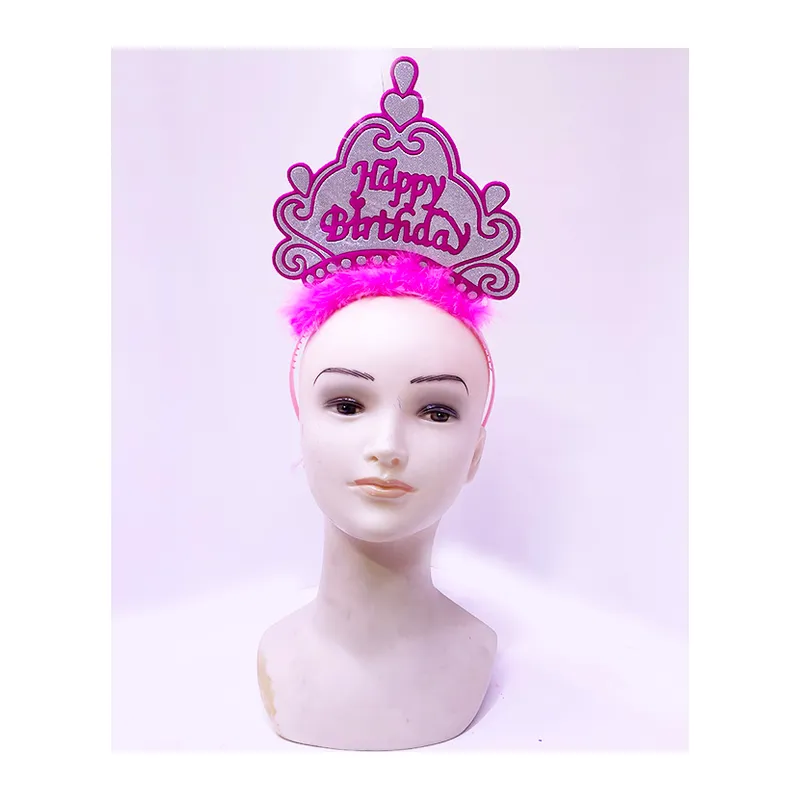 Happy Birthday Neon Pembe Renk Doğum Günü Tacı 24x15 cm
