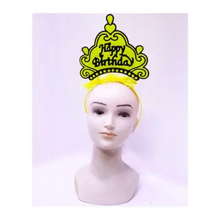 Happy Birthday Neon Sarı Renk Doğum Günü Tacı 24x15 cm
