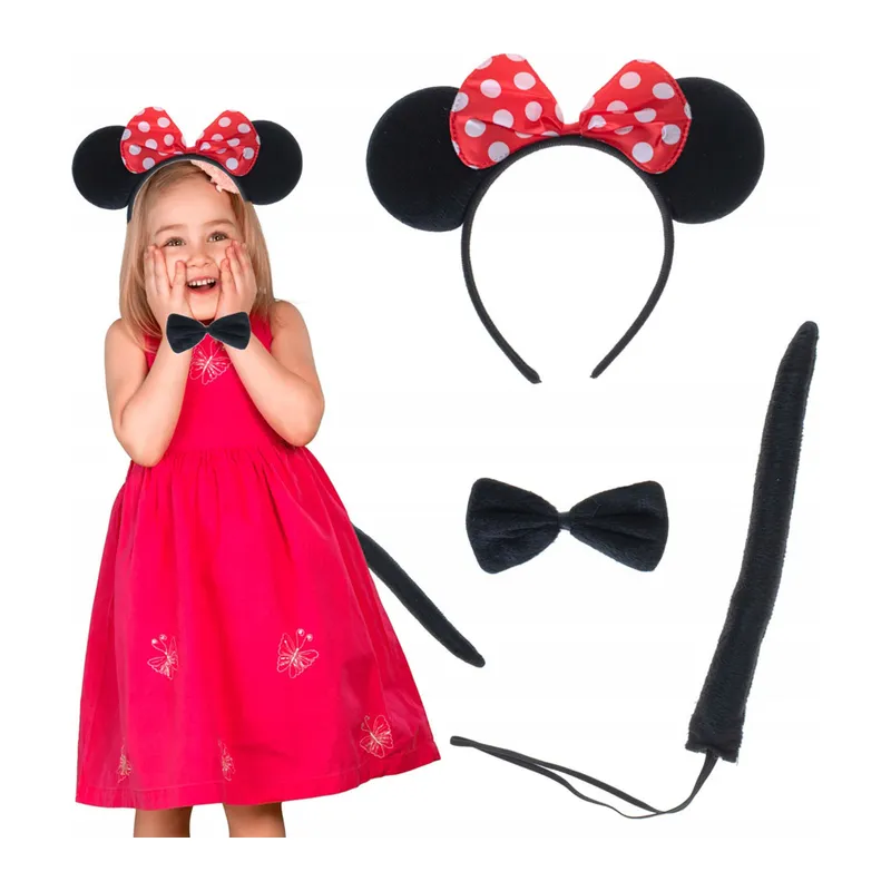 Minnie Mouse Kostüm Seti Taç Kuyruk Papyon Gösteri Seti