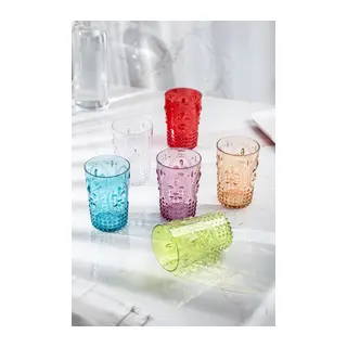 Akrilik Renkli 6'lı Kısa Bardak & Su Meşrubat Kahve Yanı Bardağı 400 ml (Cam Değildir)