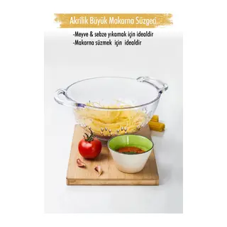 Akrilik Şeffaf Makarna Süzgeçi & Sebze Meyve Süzgeçi