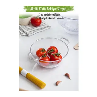 Akrilik Şeffaf Mini Pirinç Süzgeçi & Bakliyat Süzgeçi (3 Su Bardağı Ölçülü)