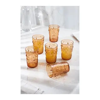 Akrilik Bal 6'lı Kısa Bardak & Su Meşrubat Kahve Yanı Bardağı 400 ml (Cam Değildir)