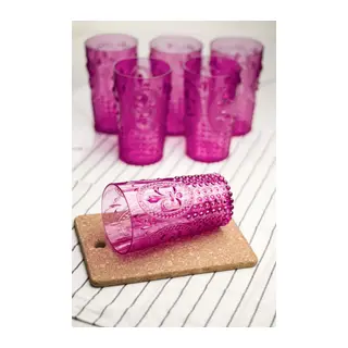 Akrilik Pembe 6'lı Uzun Bardak & Su Meşrubat Bardağı 750 ml (Büyük Boy & Cam Değildir)