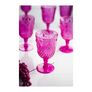 Akrilik Pembe Tekli Kadeh & Su Meşrubat Kahve Yanı Bardağı 450 ml (Cam Değildir)