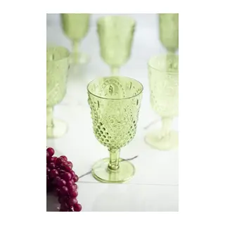 Akrilik Yeşil Tekli Kadeh & Su Meşrubat Kahve Yanı Bardağı 450 ml (Cam Değildir)
