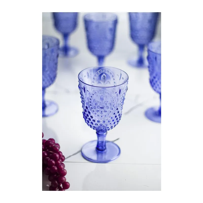 Akrilik Mavi Tekli Kadeh & Su Meşrubat Kahve Yanı Bardağı 450 ml (Cam Değildir)