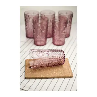 Akrilik Mürdüm 6'lı Uzun Bardak & Su Meşrubat Bardağı 750 ml (Büyük Boy & Cam Değildir)