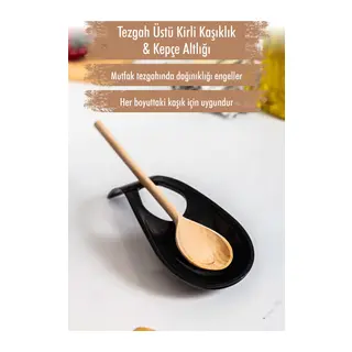 Akrilik Siyah Tezgah Üstü Kirli Kaşıklık & Kepçe Altlığı