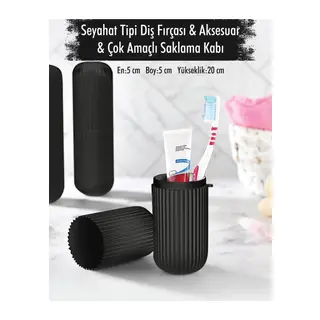 Siyah Seyahat Tipi Diş Fırçası & Aksesuar Kutusu & Çok Amaçlı Saklama Kabı