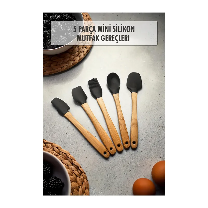 5 Parça Bambu Saplı Mini Supatula Seti