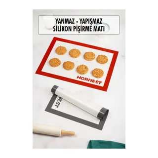 Fırınlanabilir Kendinden Yağlı Silikon Pişirme Matı Hamur Açma Matı Silpat 30x40 Cm 1 Adet