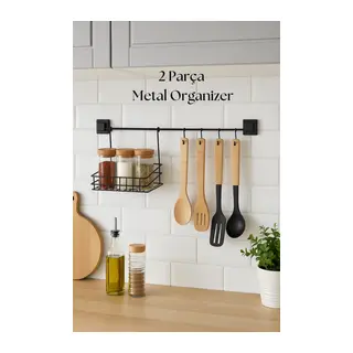 2 Parça Metal Askılı Mutfak Organizeri & Mutfak Rafı & Sepet