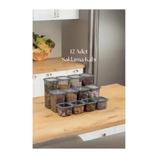 12'li 3 Boy Kavanoz Seti & Saklama Kabı & Erzak Kabı 6x650/1300/1900 Ml (40 Lı Etiket Hediyeli)