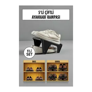 5 Li Set Çiftli Ayakkabı Rampası & Ayakkalık Düzenleyici & Organizer