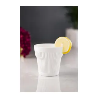 Akrilik Beyaz Tekli Kısa Bardak & Su Meşrubat Kahve Yanı Bardağı 300 ml (Cam Değildir)