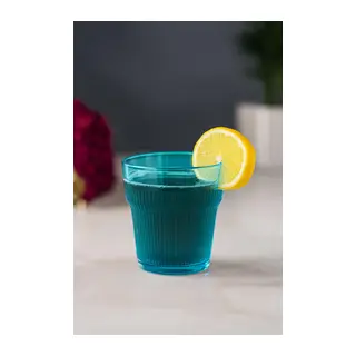 Akrilik Aquamarin Tekli Kısa Bardak & Su Meşrubat Kahve Yanı Bardağı 300 ml (Cam Değildir)