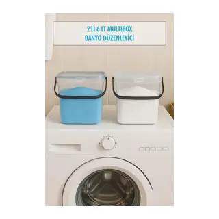 2’li Multibox Deterjanlık Kutusu & Banyo Düzenleyici & Saklama Kutusu 6 Lt Şeffaf