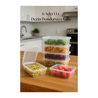 6’lı Derin Dondurucu Saklama Kabı & Organizeri 1 lt 12,5x19,5x5,5 cm