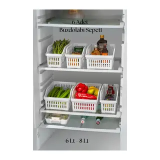6’lı Buzdolabı Organizeri Düzenleyici Çok Amaçlı Dolap Düzenleyici Beyaz 12x30x14 cm