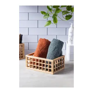 Bambu Organizer Büyük Dolap İçi Düzenleyici Sepet 18x26 cm