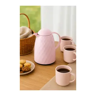 1 Lt Akrilik Soft Pembe Çay Termosu 12 Saat Sıcak 24 Saat Soğuk