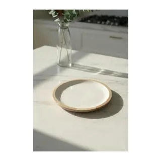 Mango Agacı Pasta Tabağı & Sunum Tabağı 20 Cm Krem