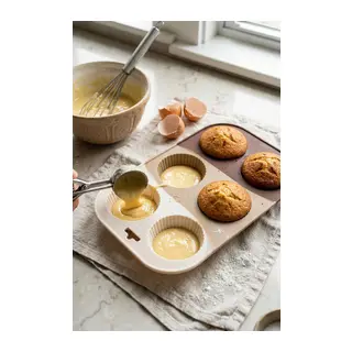 Kahve Rengi 6’lı Silikon Kek Ve Çikolata Kalıbı & Muffin Kabı Pişirme Gereci 16x25 cm