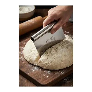 Paslanmaz Çelik Ölçü Rehberli Hamur Kesici & Hamur Şekillendirici Spatula (11x14 cm)