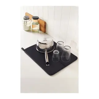Siyah Renkli Ekstra Emici Bulaşık Kurutma Matı & Mutfak Tezgah Üstü Örtüsü (45x34 cm)