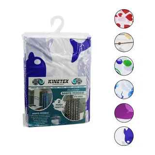 Çif Kanat Polyester Banyo Perdesi 2PCS X 180X110CM - 12 Halkalı