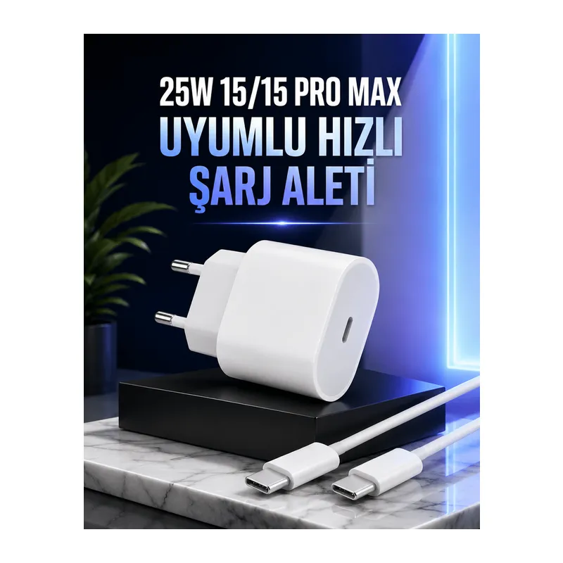 Güç Adaptörü ve Kablosu Şarj Aleti 15/15 Pro Max Uyumlu Hızlı Şarj
