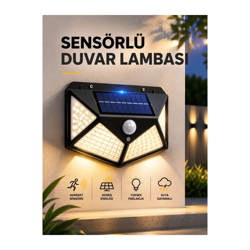 Sensörlü Güneş Enerjili Duvar Lambası
