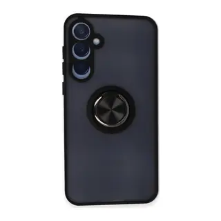 Samsung Galaxy A35 5G Kılıf Montreal Yüzüklü Silikon Kapak - Siyah