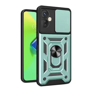 İnfinix Hot 30 4G Kılıf Pars Lens Yüzüklü Silikon - Yeşil