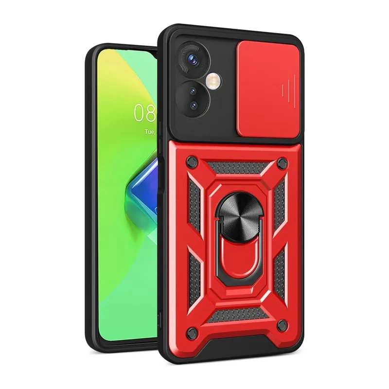 İnfinix Hot 30 4G Kılıf Pars Lens Yüzüklü Silikon - Kırmızı