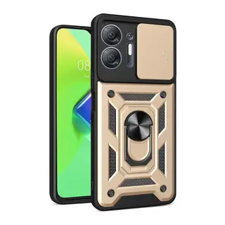 İnfinix Hot 30 5G Kılıf Pars Lens Yüzüklü Silikon - Gold