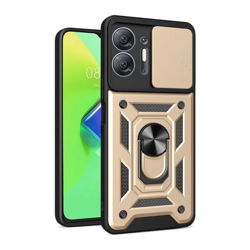 İnfinix Hot 30 5G Kılıf Pars Lens Yüzüklü Silikon - Gold