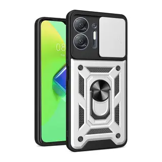 İnfinix Hot 30 5G Kılıf Pars Lens Yüzüklü Silikon - Gümüş
