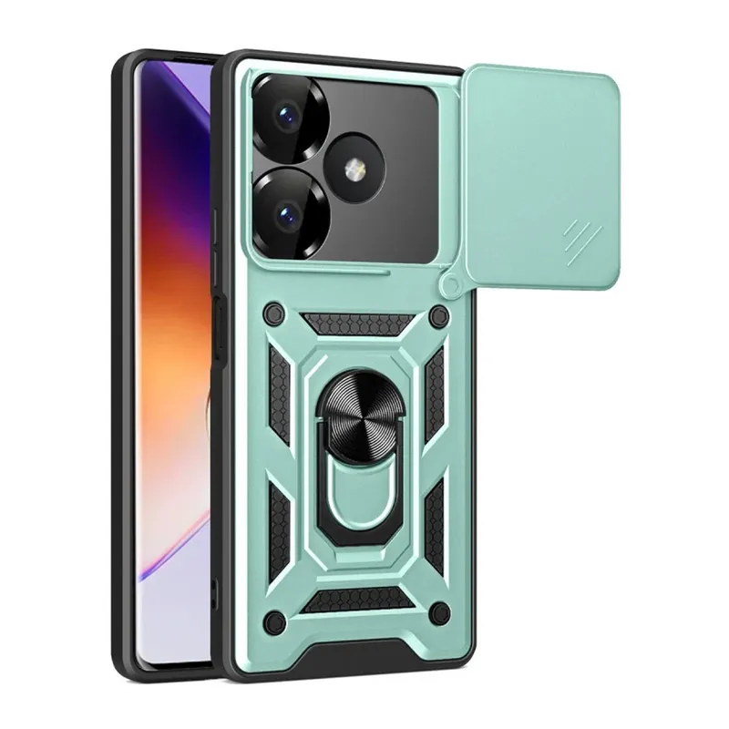 Xiaomi Redmi 13 4G Kılıf Pars Lens Yüzüklü Silikon - Yeşil
