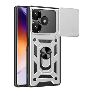 Xiaomi Redmi 13 4G Kılıf Pars Lens Yüzüklü Silikon - Gümüş