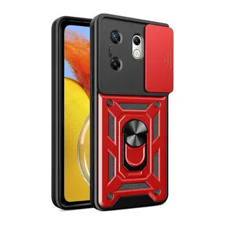 İnfinix Zero 30 4G Kılıf Pars Lens Yüzüklü Silikon - Kırmızı