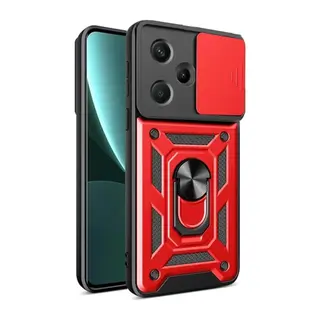 Xiaomi Redmi Note 13 Pro Plus Kılıf Pars Lens Yüzüklü Silikon - Kırmızı