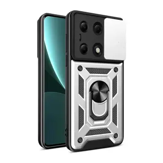 Xiaomi Poco M6 Pro 4G Kılıf Pars Lens Yüzüklü Silikon - Gümüş