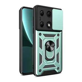 Xiaomi Poco M6 Pro 4G Kılıf Pars Lens Yüzüklü Silikon - Yeşil
