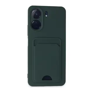 Xiaomi Redmi 13C Kılıf Kelvin Kartvizitli Silikon - Koyu Yeşil