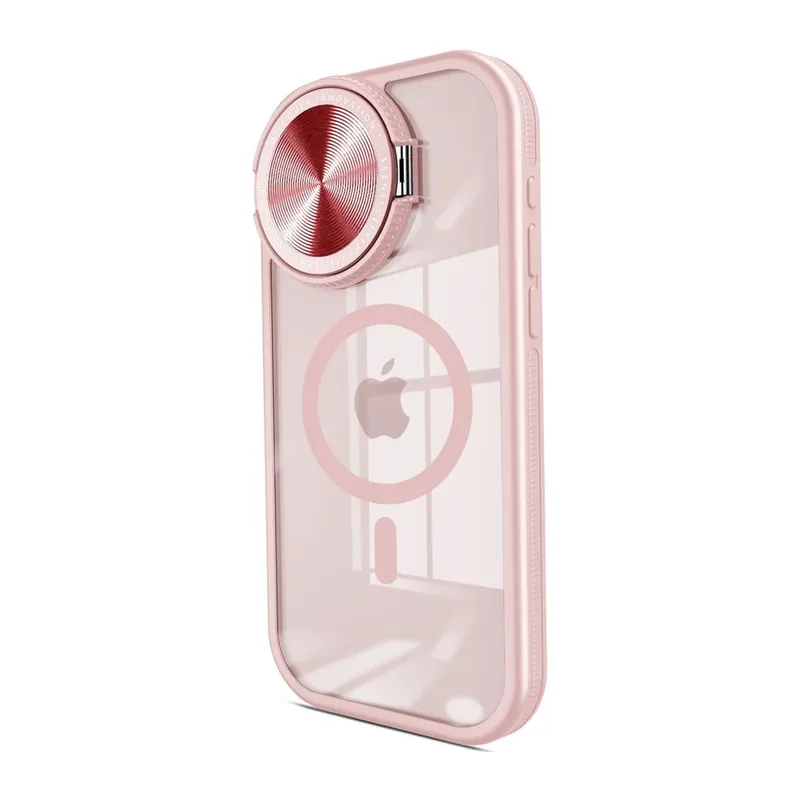 Apple iPhone 15 Pro Kılıf Teleskop Lens Magsafe Silikon Kapak - Pembe