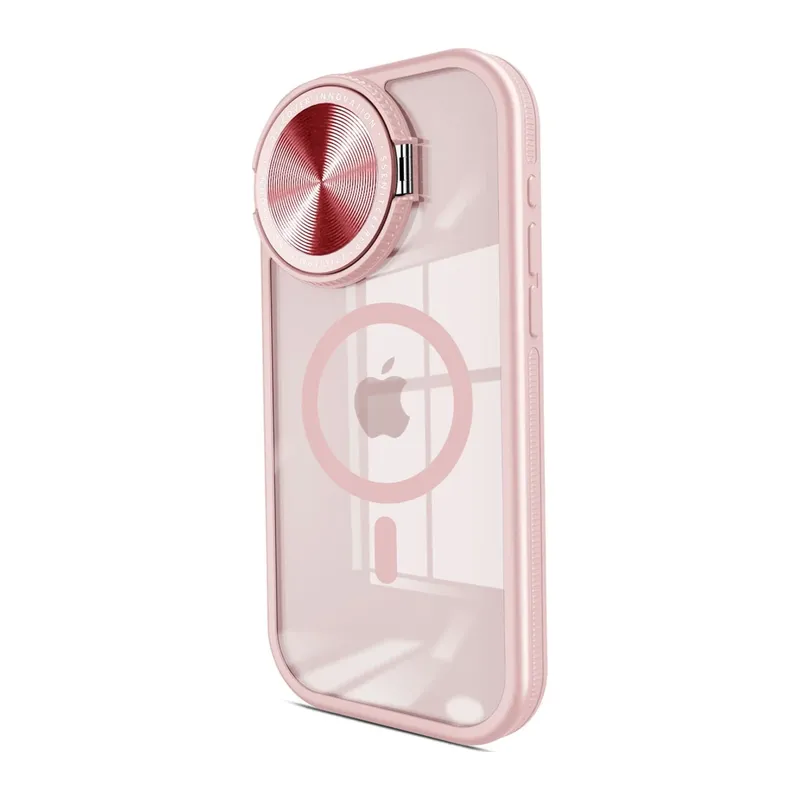 Apple iPhone 14 Pro Max Kılıf Teleskop Lens Magsafe Silikon Kapak - Pembe