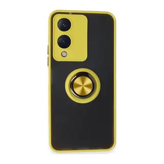 Vivo Y17S Kılıf Montreal Yüzüklü Silikon Kapak - Sarı