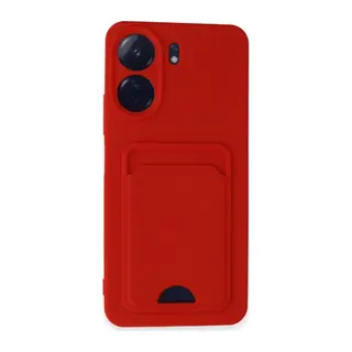 Xiaomi Redmi 13C Kılıf Kelvin Kartvizitli Silikon - Kırmızı